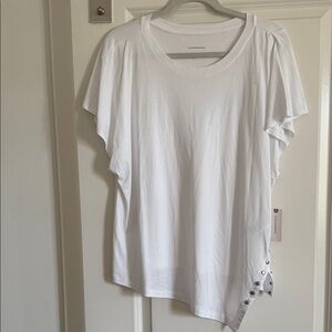 Anthropologie White Button Detail Women Top